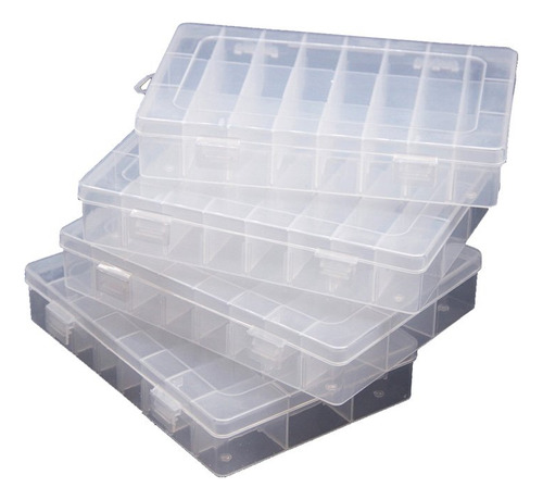 4 Cajas Organizadoras De Plástico Blanco Transparente ...