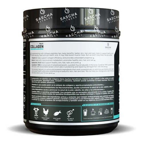 Imagen 4 de 4 de Sascha Fitness Colageno Suplemento Fit9