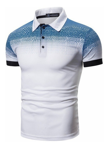 Polo Camisa De Manga Corta Impresión Gradiente Para Hombre