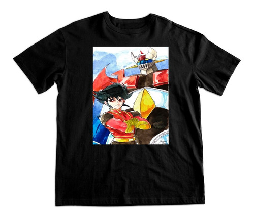 Polera Estampada De Algodón Mazinger Z Robot Ilustracion Art