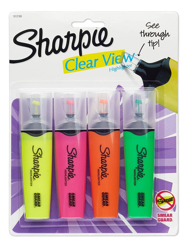 Resaltadores Sharpie Clear View X4 Unidades