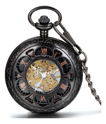 Jewelrywe Reloj De Bolsillo Medio Cazador Con Cadena Marron