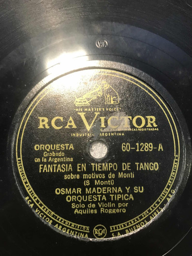 Osmar Maderna Rca Victor 601289 Disco De Pasta Tango (Usado)