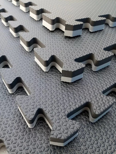 Kit 6 Tatame Tapete Eva 1x1 20mm 100x100x2cm Cinza E Preto