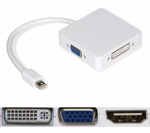 Adaptador Conversor Mini Display Port Vga Dvi Hdmi (3 En 1)