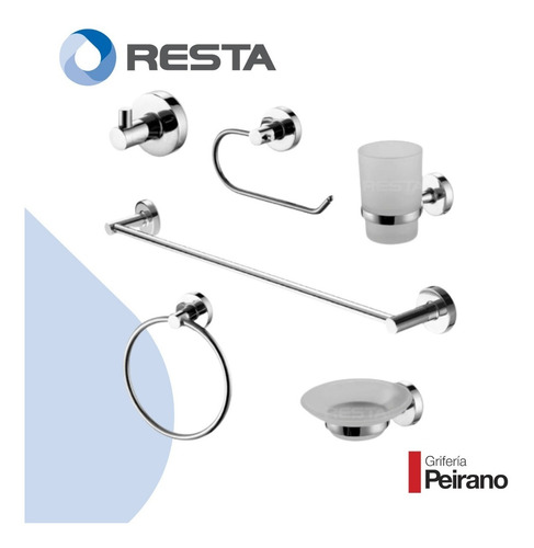 Imagen 2 de 4 de Kit Accesorios 6 Piezas Peirano 12000 Cromado