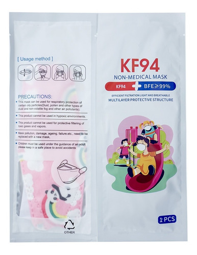 Imagen 8 de 9 de Cubrebocas Kf94 Infantil Certificados Mascarillas10 Pz