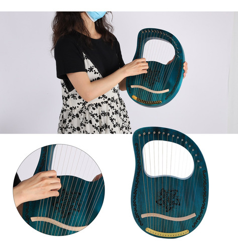 Imagen 9 de 10 de Arpa De Cuerpo De Caoba Lira Instrumento Musical Portátil 16