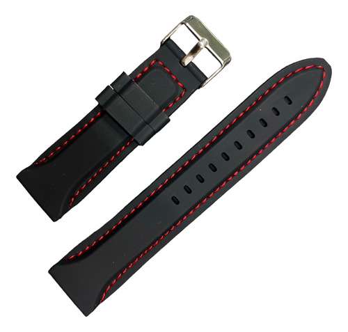 Malls Correa De Silicona Para Reloj Negra C/rojo 20mm Lonp07