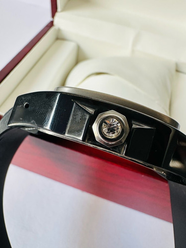 Reloj Pulsera Cartier Santos Caucho Cuarzo Negro Plata Negro (Usado)