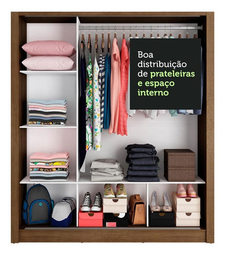 Ropero Closet Madesa Monaco 3 Puertas Corredizas MB Color Marrón/Blanco