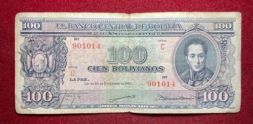 Billete 100 Bolivianos 1945 Bolivia Pick 142 A.2 Bolivar