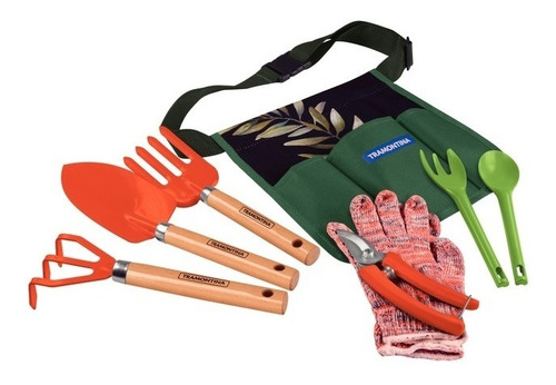 Imagen 2 de 2 de Kit Set Jardineria 8 Piezas Palitas + Cinturon Tramontina
