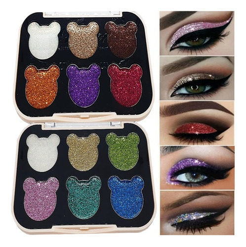 Paleta De Sombras De Gel Con Glitters Carita Ositos By Ushas