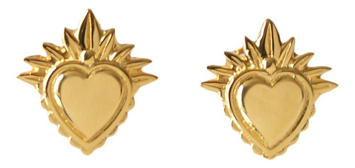 Aretes Milagrito Dorado Tumbiko Con Baño De Oro De 14k 