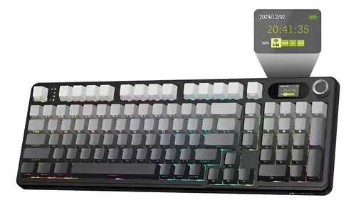 Teclado Mecânico Gamer Attack Shark Sem Fio Com Tela X98pro Preto E Cinza Inglês