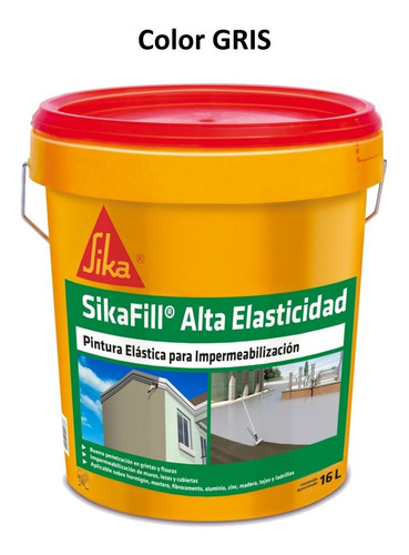 Imagen 2 de 8 de Sikafill Alta Elasticidad Gris, Pintura Impermeable 16 Lts