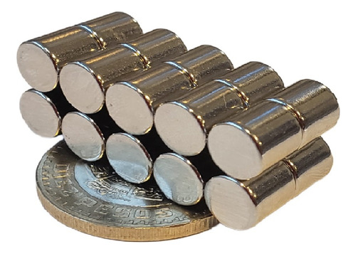100 Imanes De Neodimio 8mm X 8mm Cilindro Super Potente