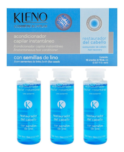 Kleno X3 Ampollas Reparadora Acondicionador Semillas Lino