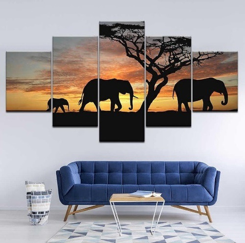 Cuadro Impreso En Lienzo Decorativo Personalizado Elefante