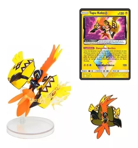 BOX POKÉMON TAPU KOKO COM MINIATURA + BROCHE