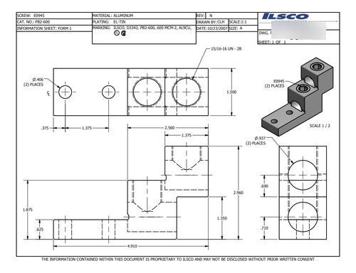 Conector Zapata Terminal Pb2-600 Ilsco