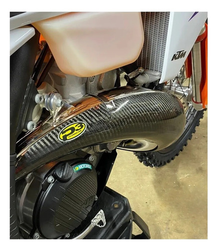 Protector Tubo Escape Pipa P3 Fibra Carbono Ktm/husq. 2t