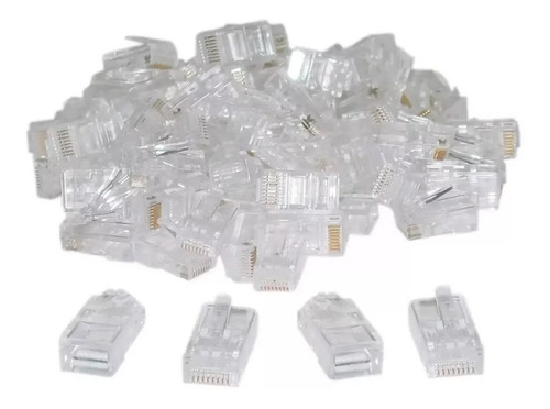 Imagen 3 de 6 de Fichas Rj45 Bolsa X100 Conector Red Cable Utp 5e Internet