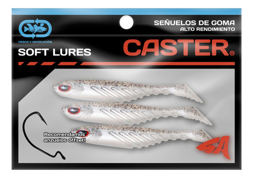 Imagen 2 de 3 de Señuelos Goma Caster Antienganche Soft Minnow Mojarra 3u