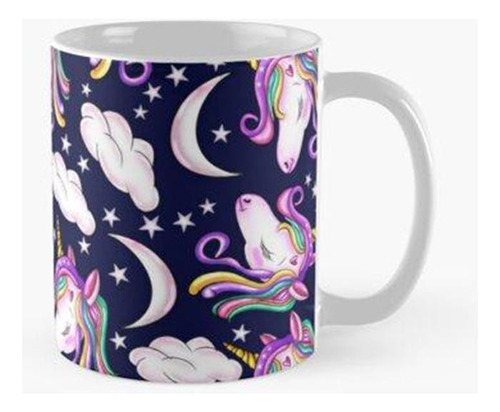 Taza Unicornio Lindo De La Noche En El Cielo De Patrones Sin