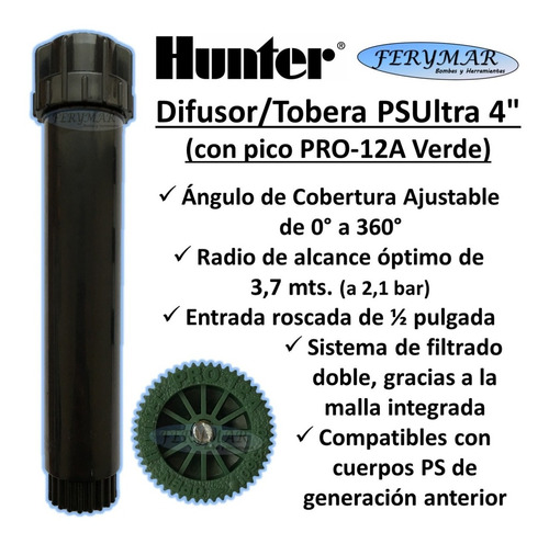 Tobera Aspersor Difusor Riego Hunter Psu Ultra 12a 15a 17a