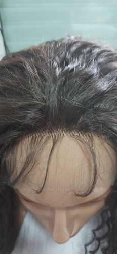 Peruca Front Lace Afro Frisada Cacheada Fibra Bio Orgânica Tonalidade Sp4/27 Morena Iluminada