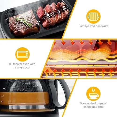 Horno Multifuncion Cafetera Parrilla Estacion Desayuno 3 En1