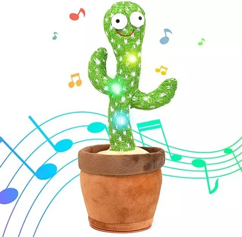 Imagen 4 de 8 de Jueguete Peluche Cactus Bailar Iluminoso Canta Repite Voz