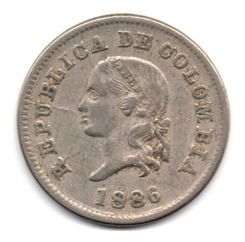 5 Centavos 1886 Estados Unidos De Colombia 5 Grande