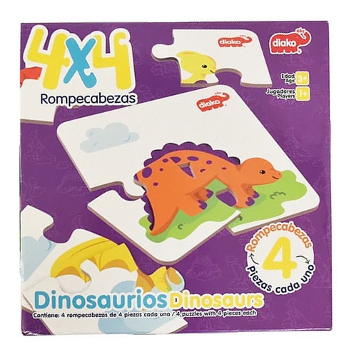 Juego Rompecabezas 4x4 Dinosaurios