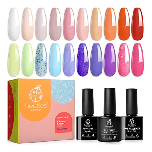 Kit De 23 Esmaltes De Gel Capa Base Y Superior Multicolor Multicolor