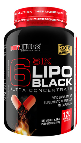 Lipo 6 Black - Pré Treino Termogênico 120caps - Bodybuilders