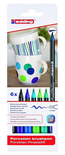 Edding Porcelain Brush Pen Set 6 Marcadores Fríos