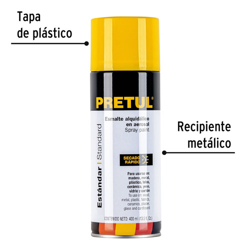 Pintura En Aerosol Amarillo Canario 400ml 4 Latas Pretul 270