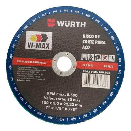 Disco De Corte 7 Wurth Aço