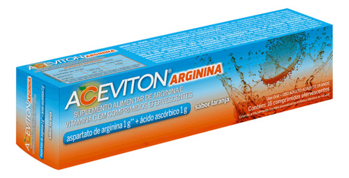 Suplemento Alimentar Vitamina C Arginina Sabor Laranja 16 Comprimidos Efervescentes 89g Aceviton