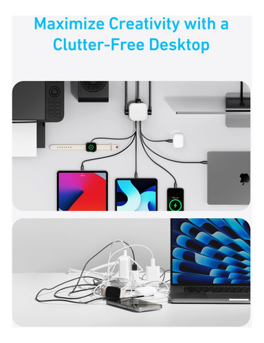 Estación De Carga Anker 9 En 1 Usb C Power Strip De 100 W, C