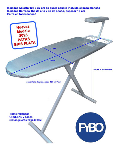Imagen 4 de 8 de Tabla De Planchar Reforzad Especial Manguero Tela Metalizad