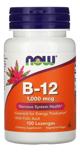 Vitamina B-12 1mg E Ácido Fólico Now Foods 100pastilhas