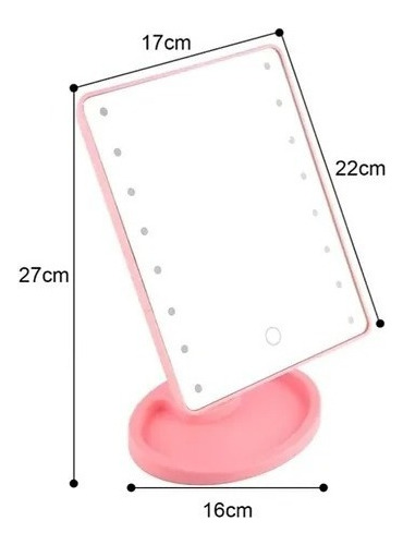 Espejo 16 Luz Led Tactil Maquillaje Usb Portatil Giratorio