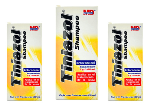 Pack Shampoo Tiniazol Tratamiento Anti Caspa 120 Ml (3 Pzas)