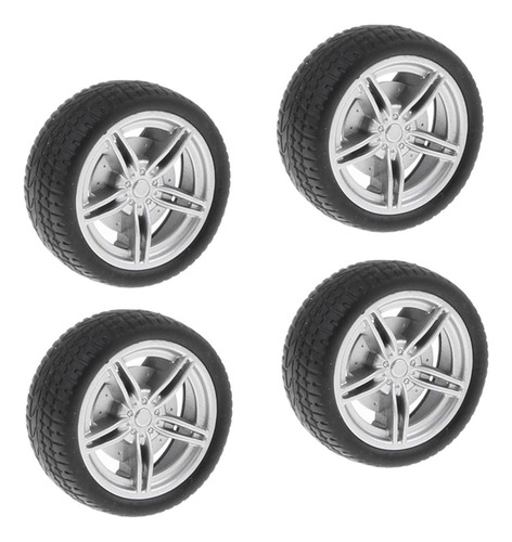 3 X 4 Unids Llantas De 40mm 5 Con Neumáticos De Goma