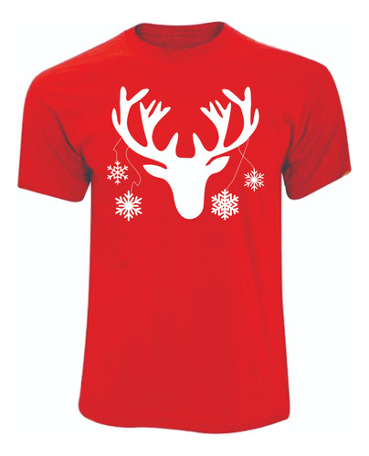 Camisetas Navideñas Venado Con Nombres X2 Unds Rojo Navidad