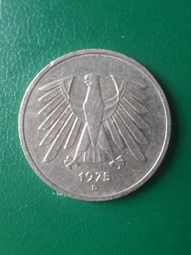 Moneda Alemania 1975 D 5 Marcos (Usado)